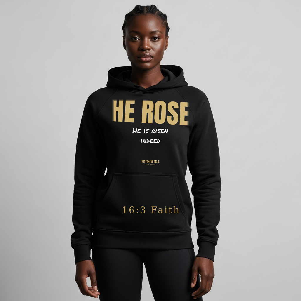 16:3 He Rose Graffiti Hoodie — Women's